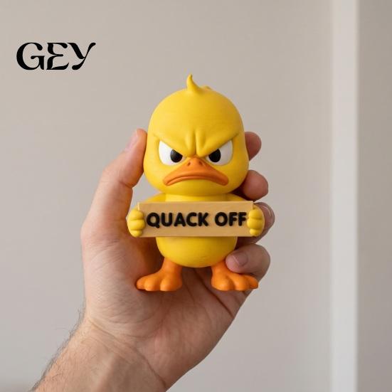 Sculpted Duck Gifts Angry Figurine Collection, Funny Yellow Desktop Ornament, Cute Grumpy Humorous Entryway Decor Statue for Home Office Car Dashboard