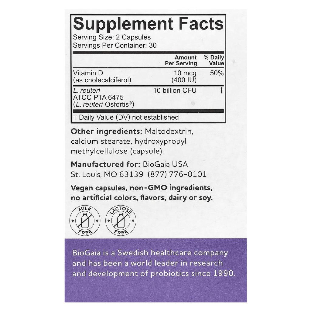 BioGaia, Osfortis, содержащий витамин D, 60 капсул