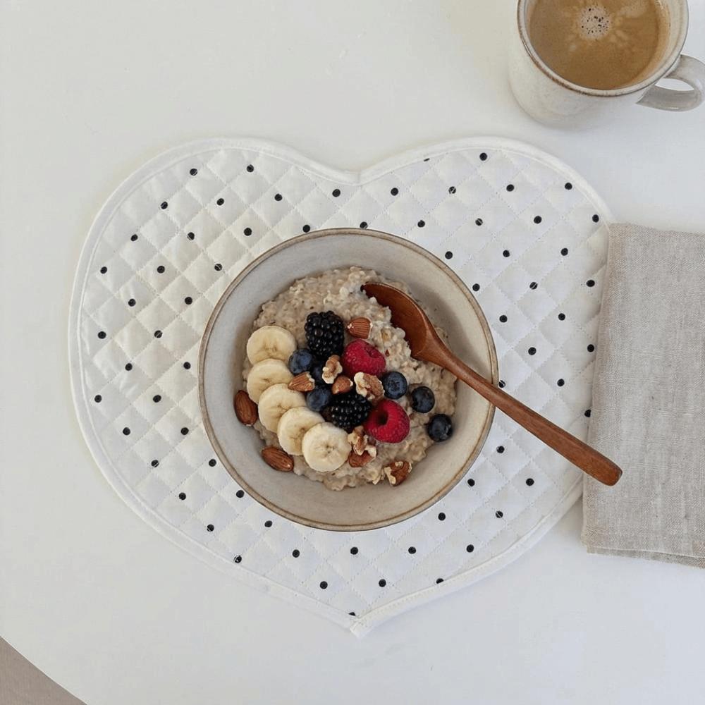 Washable Heart-shaped Bowl Pad Romantic Coaster Portable Quilted Mat  Photography Props