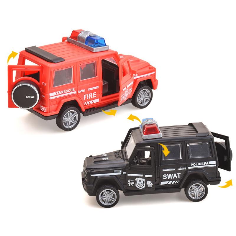 1Pcs Simulated Fire Fighting Scene Car Mini Pull Back Toy Vehicle Model Wind Up Police Truck Ambulance For Children Boys Gift