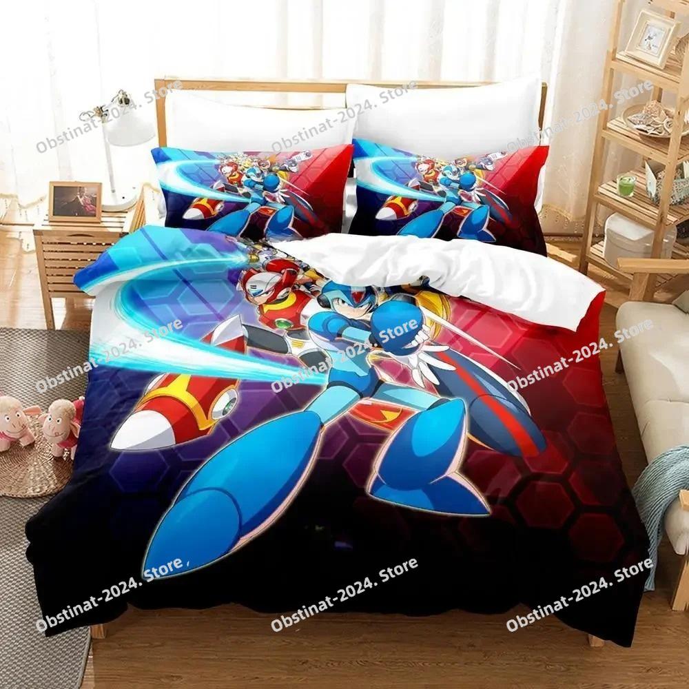 Mega Man X DiVE Bedding Set Printed Duvet Cover Sheet Pillowcase Bed Soft Quilt Cover Full Queen King Size Anime Bed Sheet Set