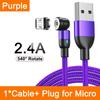 AUFU 540 Rotate Magnetic Type C Cable 3 in 1 Fast Charging Cable For iPhone Xiaomi Samsung Huawei Micro USB Magnet Charge Wire