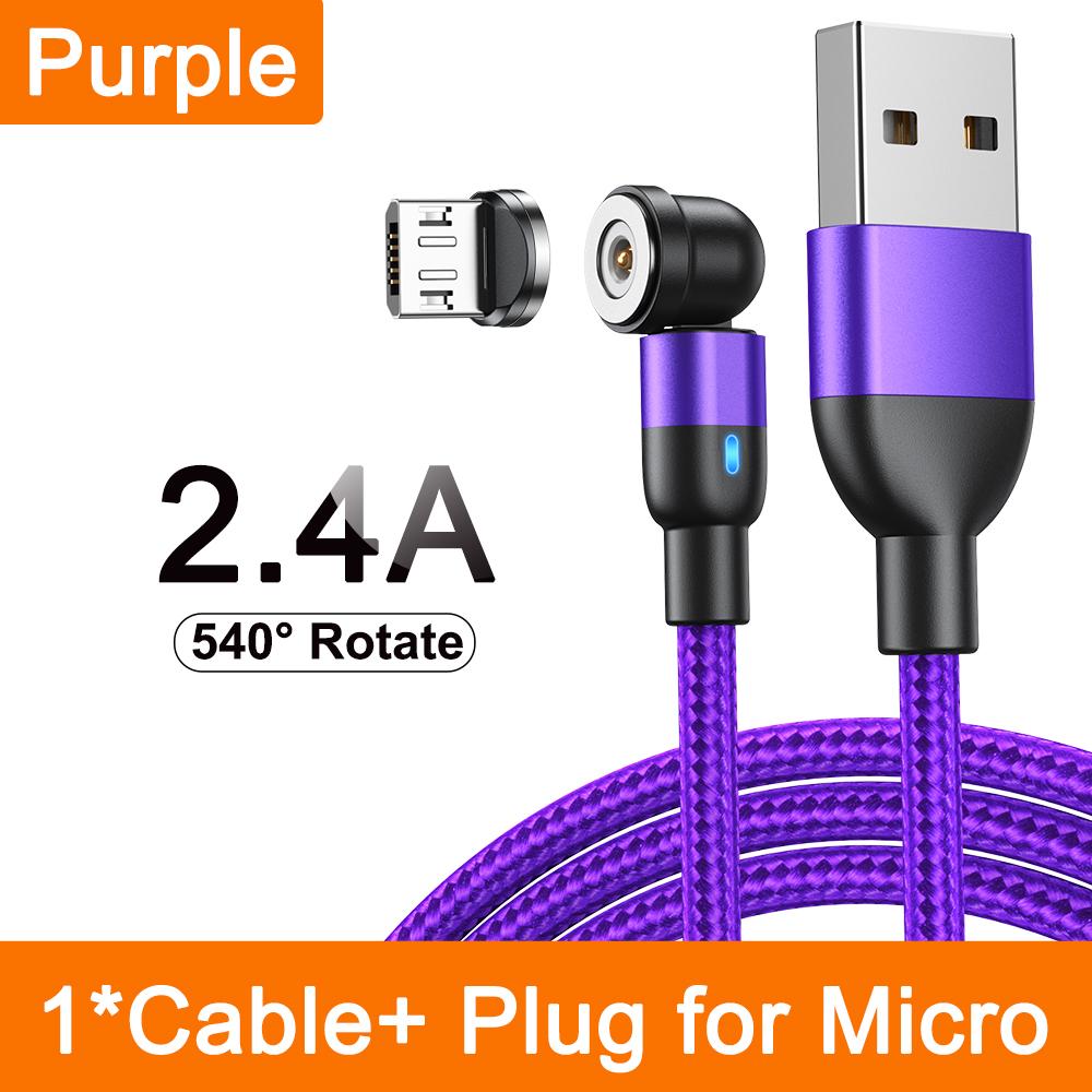 AUFU 540 Rotate Magnetic Type C Cable 3 in 1 Fast Charging Cable For iPhone Xiaomi Samsung Huawei Micro USB Magnet Charge Wire