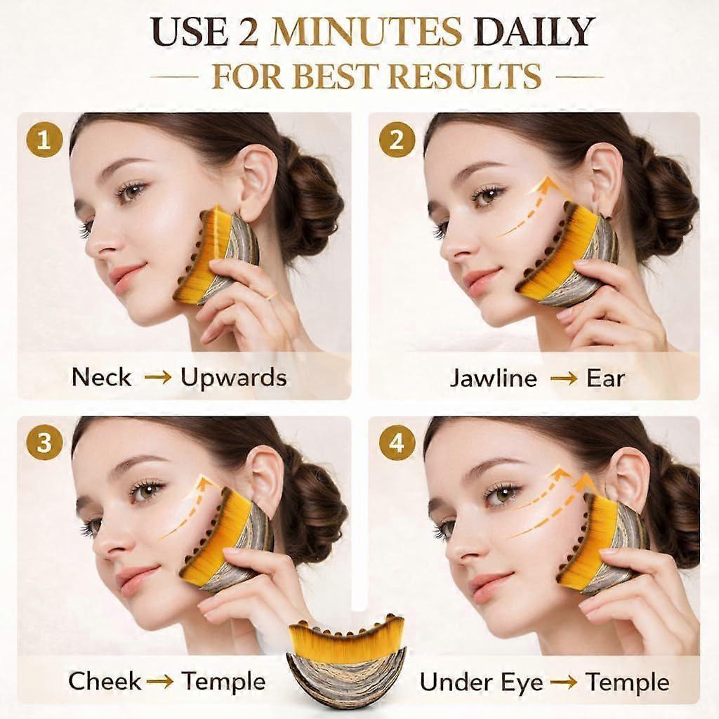 Lymphatic Drainage Face Brush Soft Bristle Facial Dry Brush for Face and Neck, Lymphatic Contour Massage Tool, Gua Sha Alternative for Depuffing,