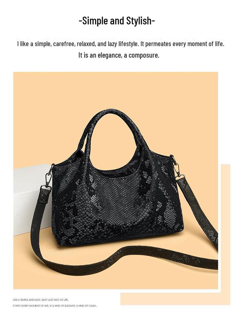 2025 Snake Print Women's High-Capacity Shoulder and Crossbody Tote Bag