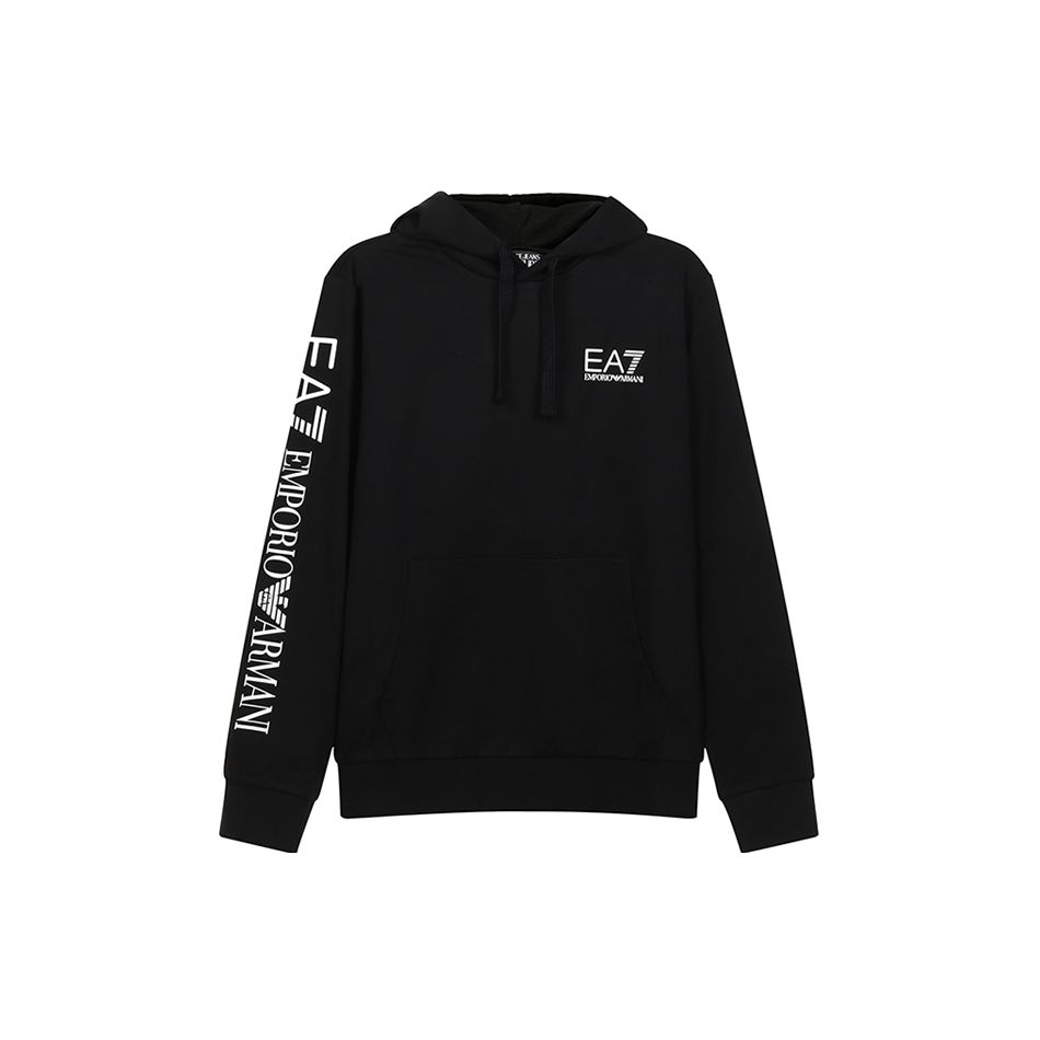 Emporio Armani Мужская толстовка с капюшоном EA7 с принтом букв на рукаве, длинным рукавом, черная 8NPM18-PJ05Z-0203
