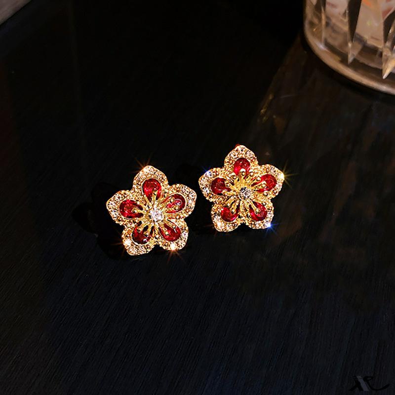 Серьги 'Сладкая вишня' для женщин, серьги-гвоздики в виде красной вишни, милые серьги для девочки, простые, изысканная версия, роскошный дизайнерский циркон