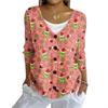 Women's Fashion Casual Knit Sweater Button-Up Christmas Print Cardigan Jacket