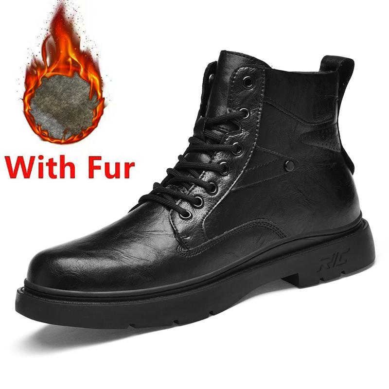 FashionHigh Quality Male Comfort High Top Walking Shoes Genuine Leather Male Casual Ankle Boots Luxury Brand Warm Winter Boots for Men