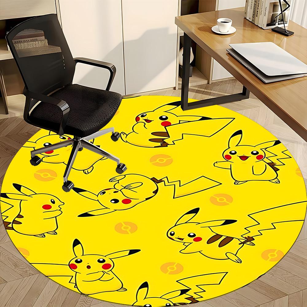 1pcPikachu Poké Ball Office Round Area Rug, Indoor Mat Suitable For Office,Bedroom Living Room Home Decor, Room Deco a0928173