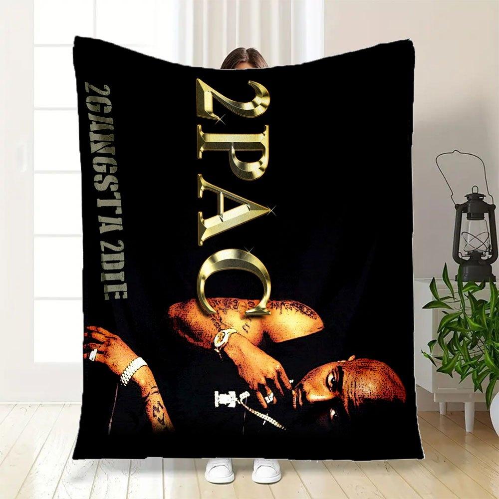 "2PAC Legend Gold Foil Poster Print"Blanket Flannel Throw Blanket for Sofa, Bed, Travel, Camping, Office, Couch, Chair, And Bed Gift for Chr