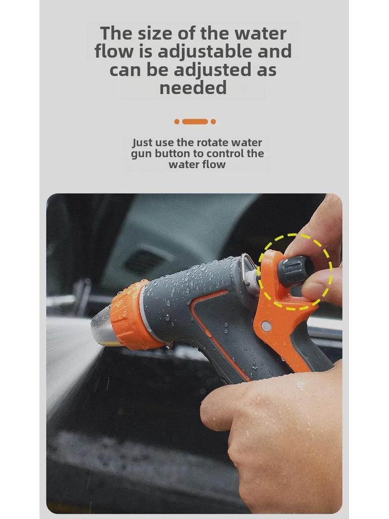 Телескопический шланг высокого давления для мойки автомобиля и комплект насадок для полива сада