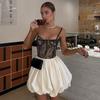 Spring Women's Fashion Is Sexy Slim-fit Lace Patchwork Contrast Color Top Dress
