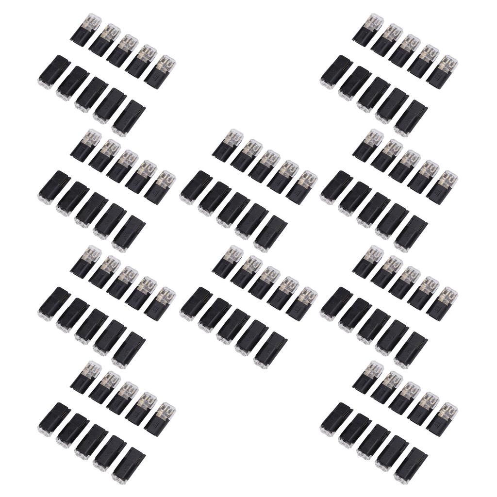 100PCS Double Wire Plug in Connectors with Locking Buckle Quick Clip Fasteners 2 Pin Multi Purpose Snap On Blocks for