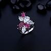 Fashion Ruby 18K White Gold High Carbon Diamond Ring for Women Wedding Anniversary Gift 925 Sterling Silver Fine Jewelry