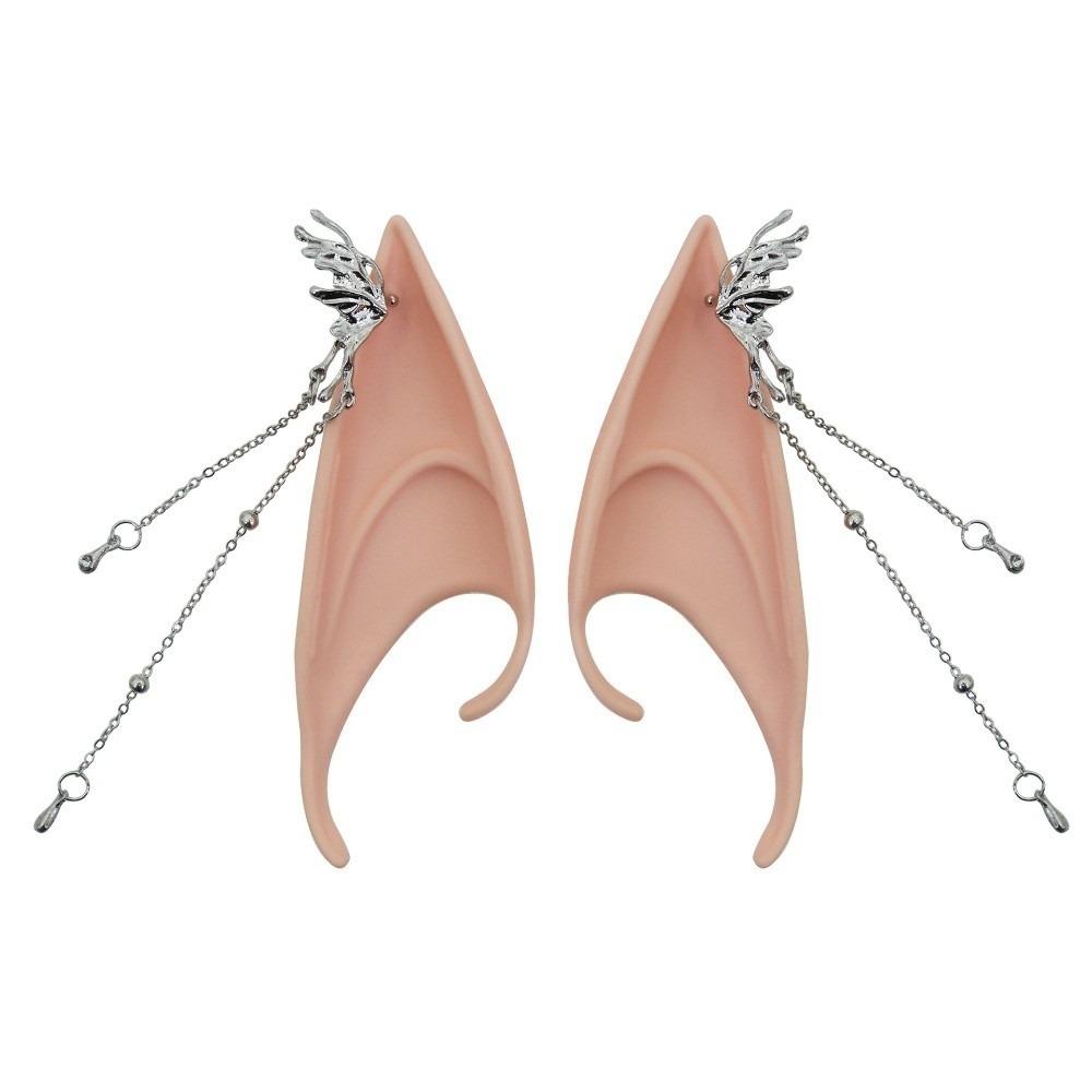 1pair Latex Elf Ears with Earring Ear Cuff Jewelry Fairy False Ears Unisex