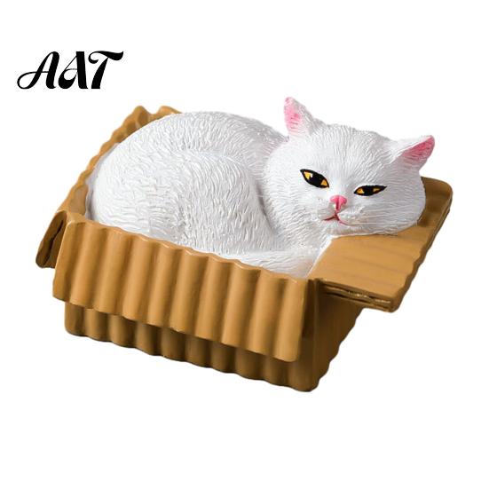 Carton Cat Figurine for Desk Mini Ornaments, Simulation Express with Resin Kitten Figurines, Cute Small Statue Car Desktop Dashboard Decor,