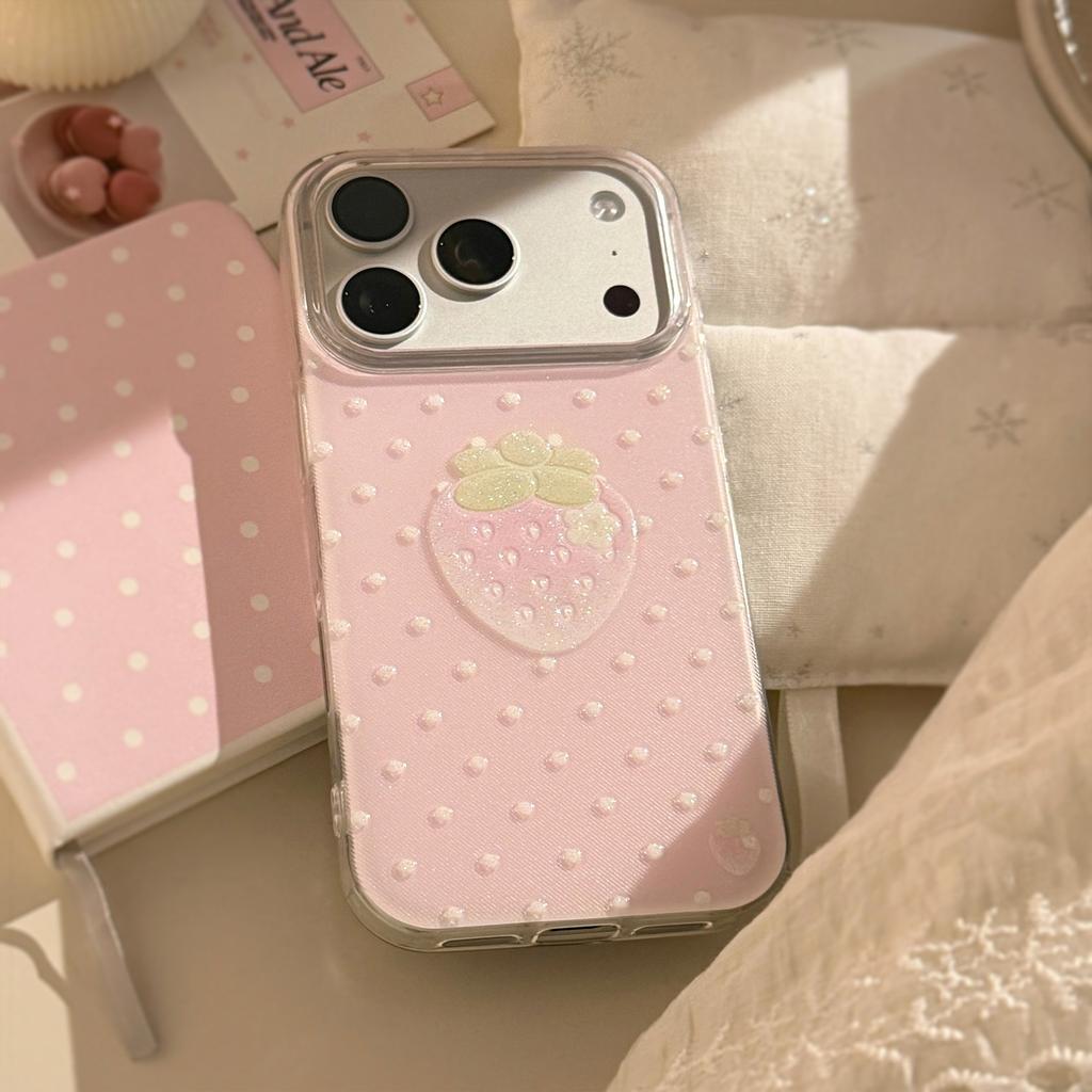 Wind Point Strawberry is suitable for Apple17promax Phone case iphone17Glitter15Good-looking16/13