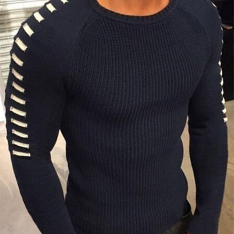 Premium Quality Fashion Men O-neck Knitting Sweater Long Sleeve Slim Fit Pullover Top