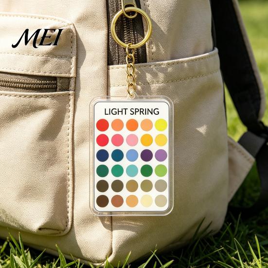 Makeup Color Guide 2Pcs Palette Keychain Pendant, Clear Acrylic Season Analysis Swatches Spring Summer Fall Winter Colors Keychain, Card, Gifts