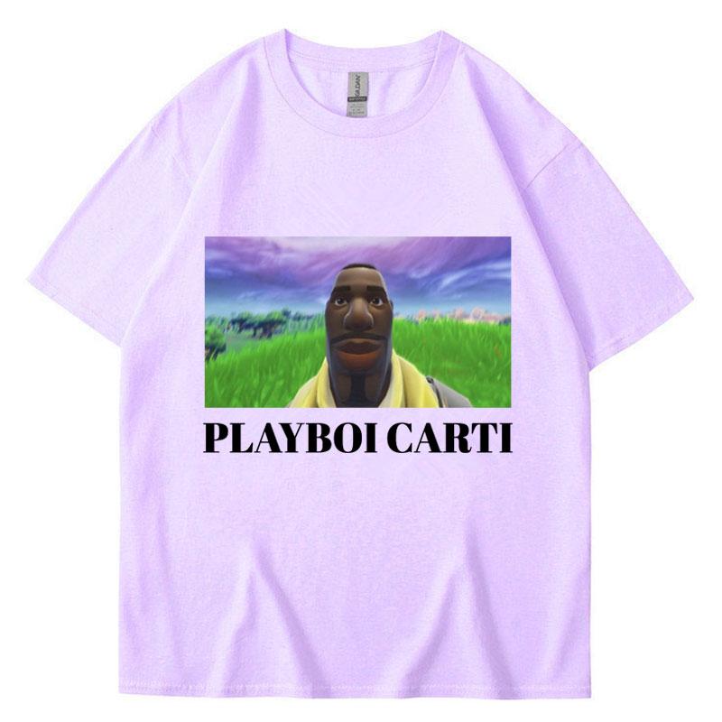 Rapper Playboi Carti Funny Meme Print TShirt Unisex Women Oversized T Shirts Hip Hop Rap Style Cotton Casual TShirts Streetwear