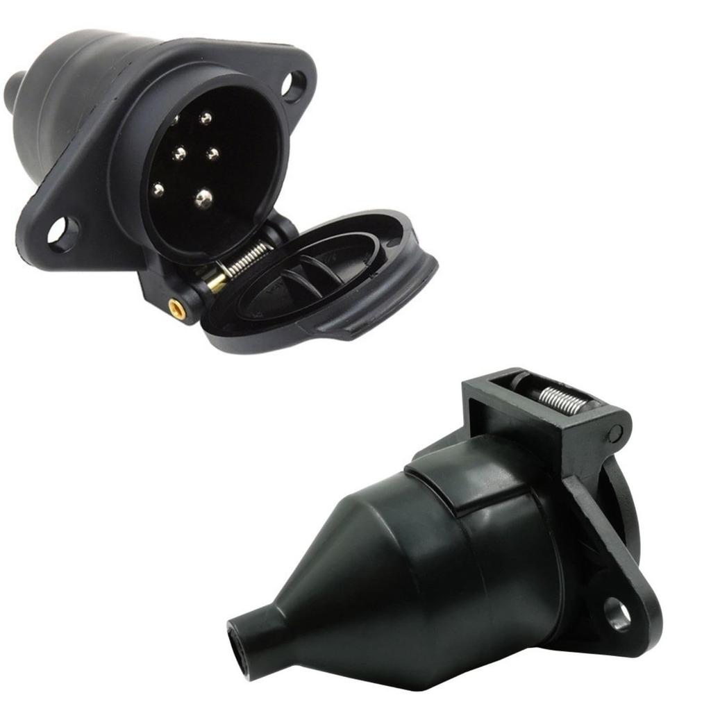 YESprime Wiring Socket 7 Pin 2pcs Trailer Connector Coupler Plug Adapter Hitch Pole 24V Electrode Junction Set Power Towing Boat