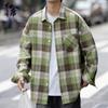 Мужская клетчатая рубашка-куртка с длинным рукавом, байковая