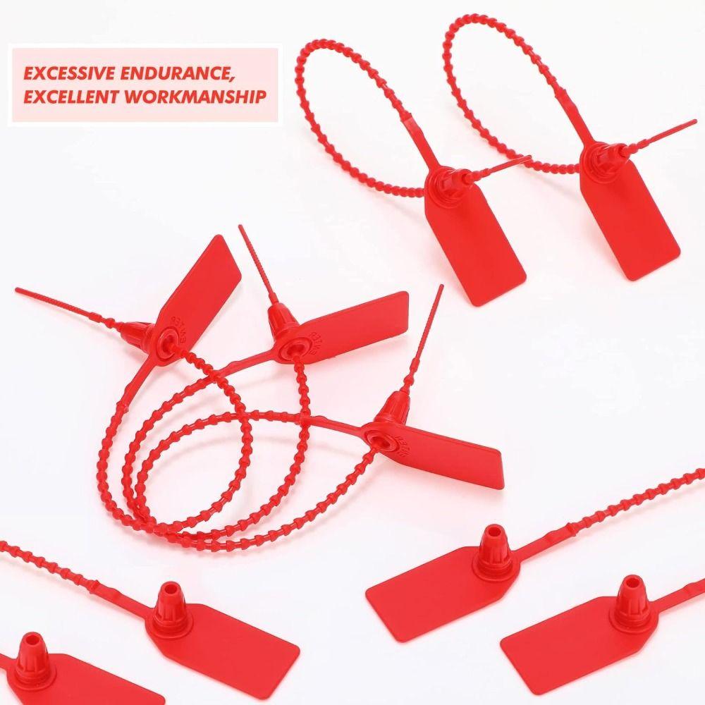100pcs Red Numbered Zip Ties Plastic Pull Tite Security Tags Anti Demolition and Anti-theft