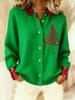 2025 Women's 3D Print Lapel Cardigan Shirt - Christmas Autumn/Winter Collection