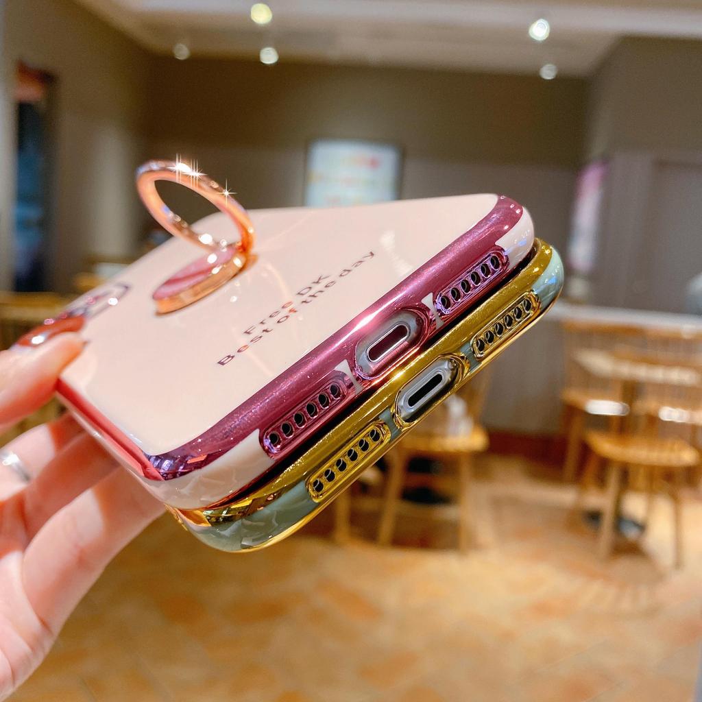 Bling Finger Ring Часы с игрушечным покрытием Сплошной цветной бампер Чехол для телефона для iPhone 14 Samsung Xiaomi Huawei Подставка-держатель Симпатичная силиконовая противоударная задняя крышка