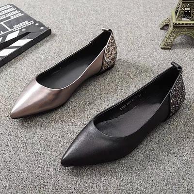 Женские туфли на плоской подошве из мягкой кожи 2025 с острым носком, французские, новые, весенне-осенние, вечерний бриз, мягкая подошва, с мелким вырезом, не утомляют ноги, гр