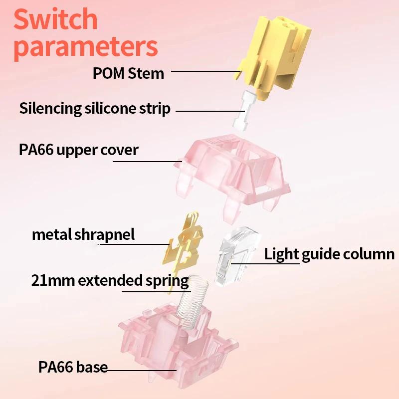 Outemu Silent Peach V3 Switch Lubed Silent Lemon V3 Switches Mechanical Keyboard Linear Tactile 5Pin Hot swap Pre Lubed POM