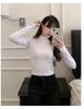 Женский черный топ с открытыми плечами, облегающий, с длинным рукавом, в корейском стиле