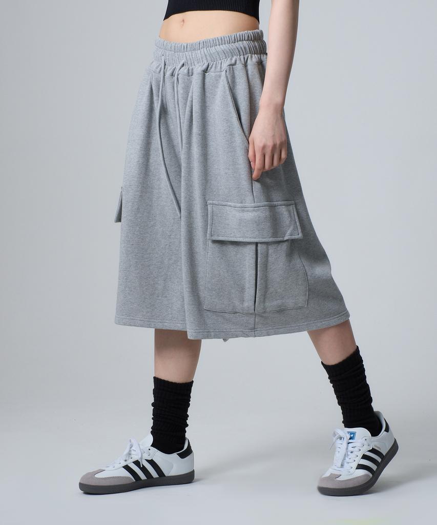 UNKNOWN PLANET Daily Wide Sweat Cargo Shorts Pants Gray