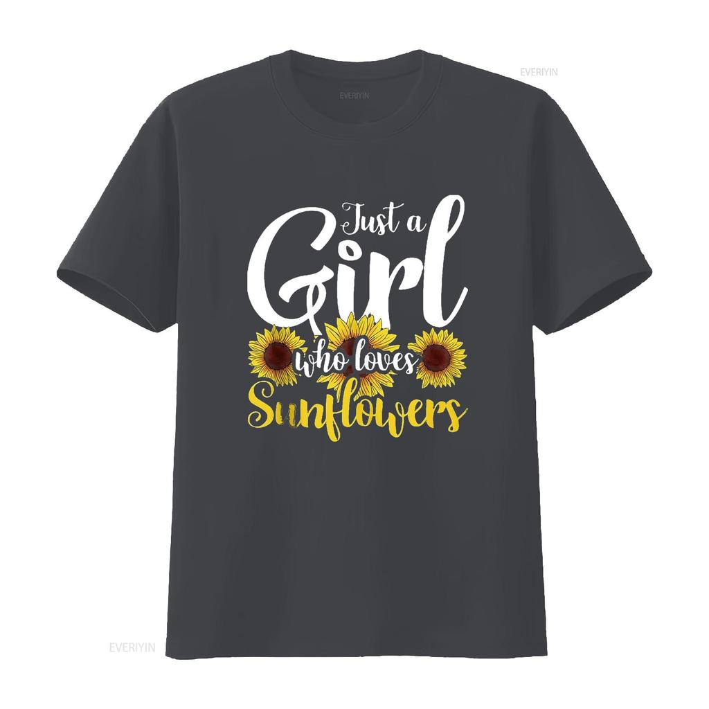 Just A Girl Who Loves Sunflowers Florist Women Sunflower T Shirt Black 4XL vintage Washed designer clothes Versatile graphic