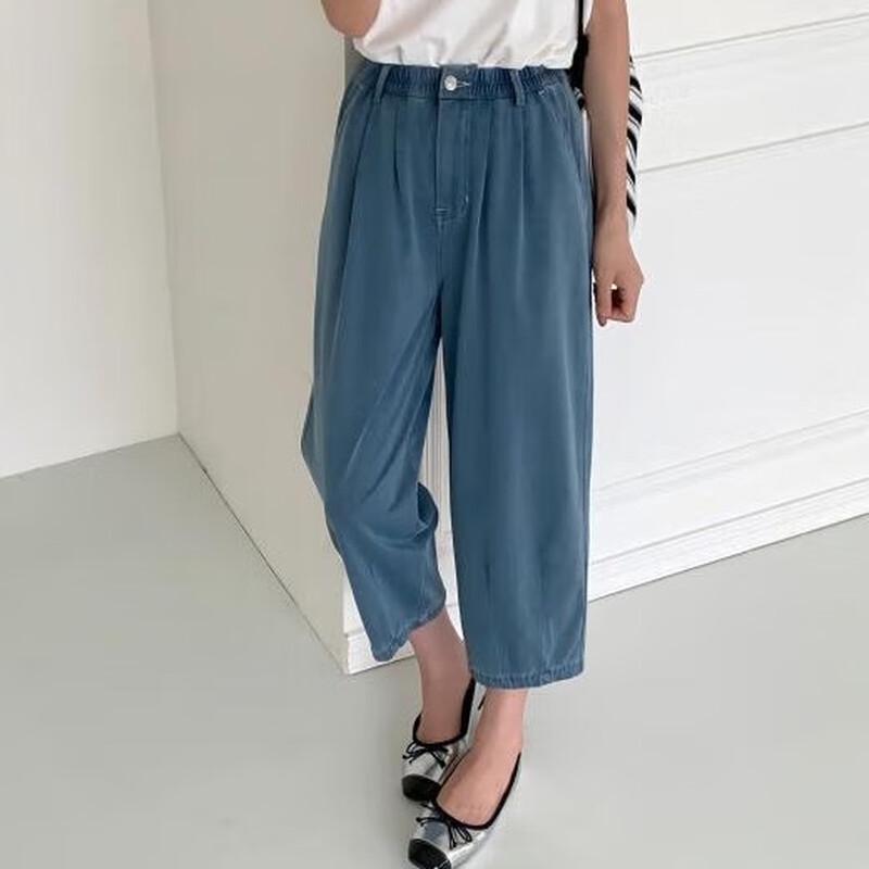 VITABERRY Linen Blend Anti-Wrinkle Wide-Leg Cropped Jeans