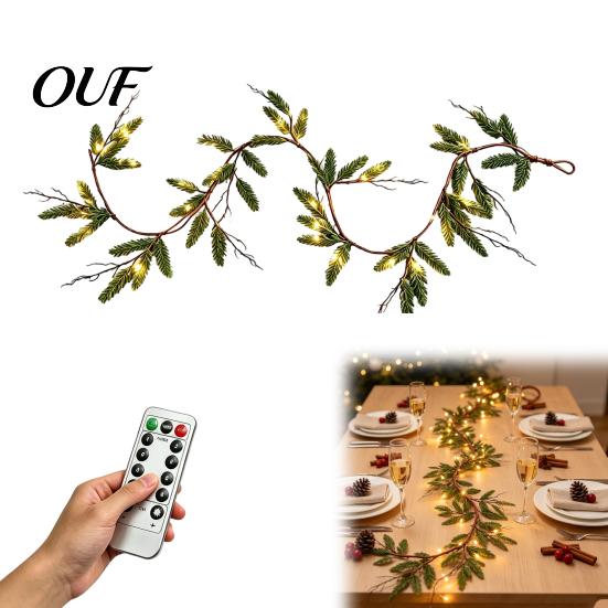 Wall Hanging Ivy Vine Christmas Artificial Pine Garland, Real Touch Norfolk Faux Greenery Winter Table Centerpiece Cypress Garland for Mantel