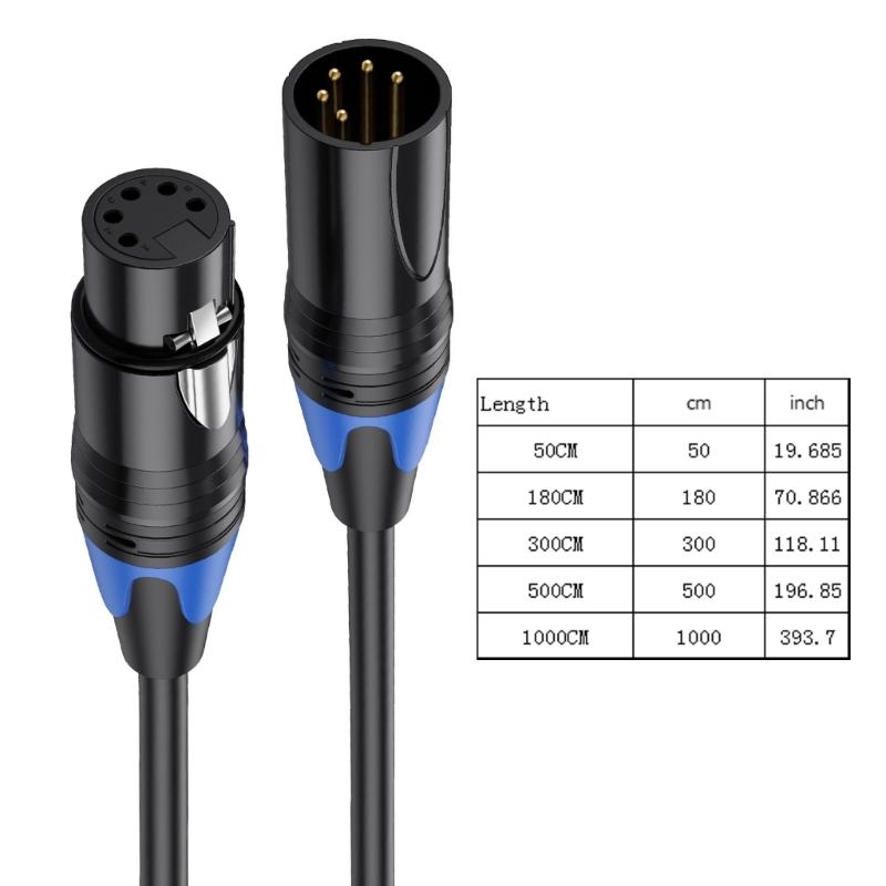 Долговечный 5-жильный XLR-кабель DMX512 5-контактный штекер на XLR 5-контактный гнездовой порт DMX512 Кабель-удлинитель Лид-линия
