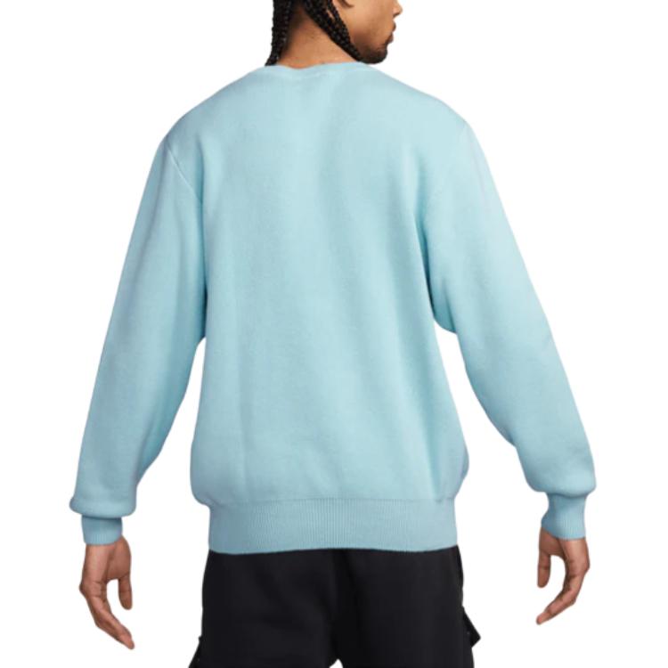 Nike Вышитый логотип свитер с круглым вырезом свободный длинный рукав мужской свитер синий FQ2913-474