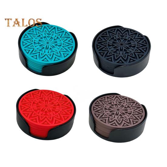 Набор из 6 силиконовых подставок для напитков, утолщенный нескользящий коврик под чашку с держателем, термостойкий поднос для кофе для горячих холодных напитков