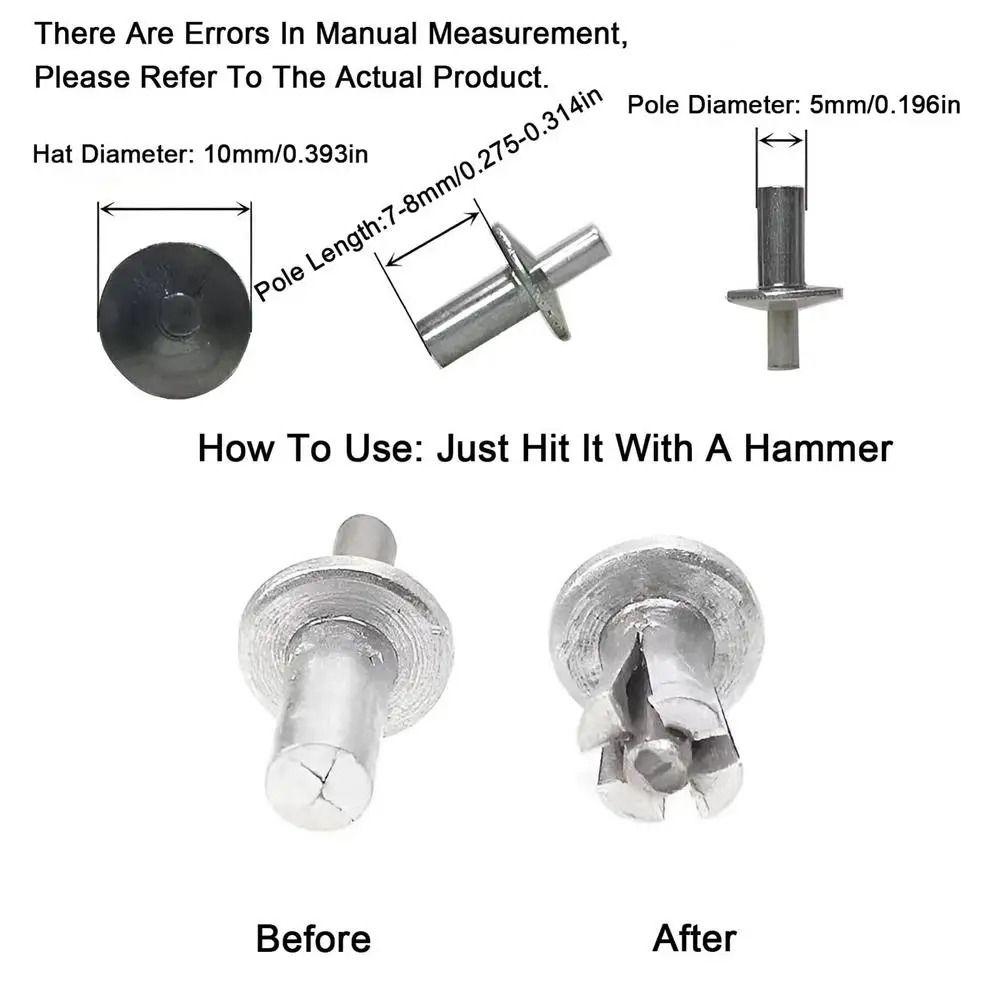 10/20/50/100 шт. Заклепки для ударных головок, крепежные элементы, гвозди для расширения