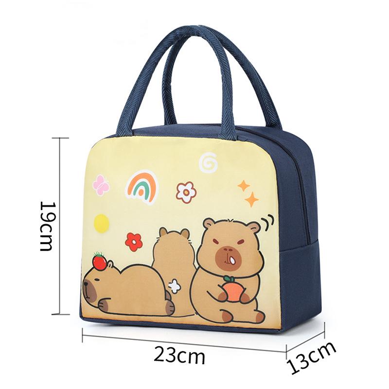 Cartoon Capybara Lunch Bag Insulated Food Container Portable Thermal Bento Box Bag Multifunctional Kids School Picnic Food Pouch