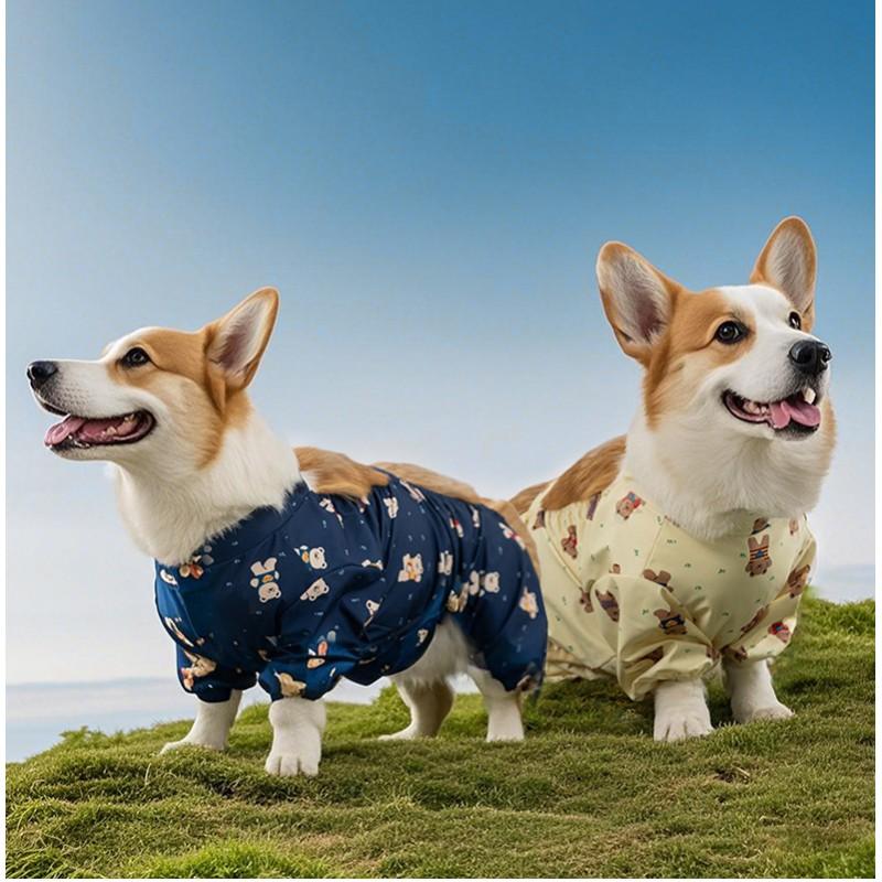 Waterproof Dog Raincoat With Bear Print Small Medium Dogs Outdoor Use