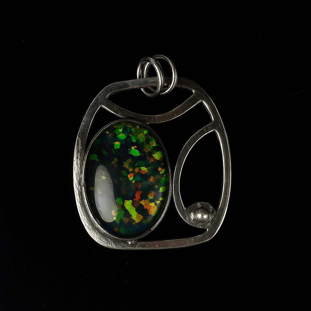 38.70 Ct Natural Aurora Fire Opal Oval Certified 925 Sterling Silver Pendant