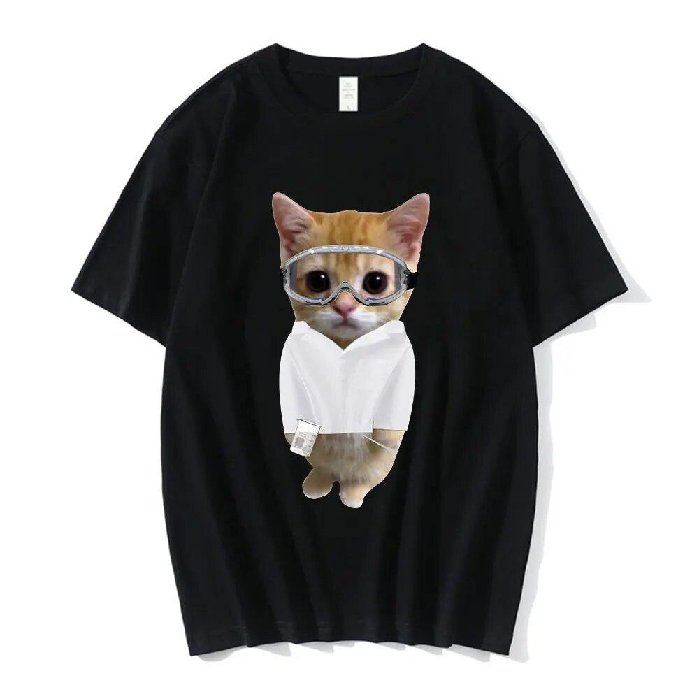 El Gato Meme Sad Crying Cat Munchkin Kitty Meme Модная футболка с рисунком Модные футболки с короткими рукавами Унисекс Негабаритная уличная одежда
