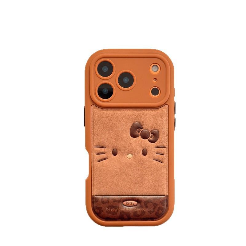 Мультяшный чехол для iPhone 14 Pro Max с текстурой кожи Rilakkuma Cat - Противоударный чехол