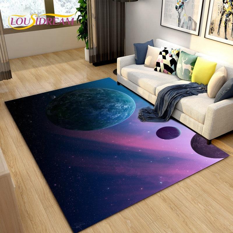 3D Galaxy Space Коврик с фиксированными звездами, Коврик для гостиной, Украшение детской комнаты, Детские игры, Нескользящий напольный коврик
