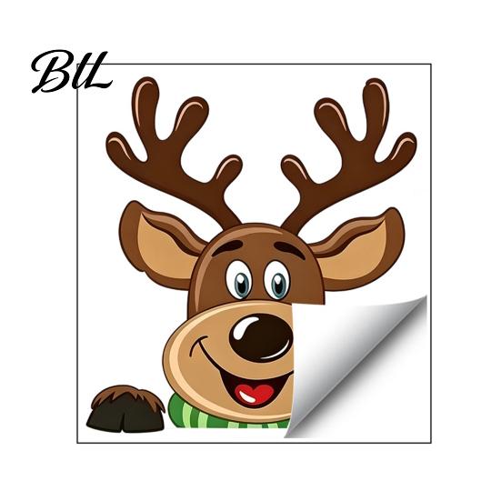 Xmas Party Window Supplies Christmas Static Clings, Peeking Santa Reindeer Stickers, Glass Decals No?Glue Cartoon for Indoor?Outdoor Holiday Decor