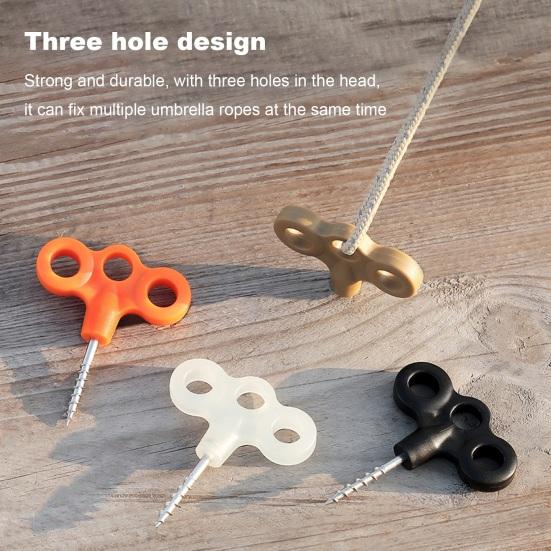 2 шт., трехпроушины с резьбой, заземленные якоря, сверхмощная нержавеющая сталь, кемпинг, пеший туризм, батутные палатки, ветрозащитная веревка, фиксирующая пряжка, земляные гвозди
