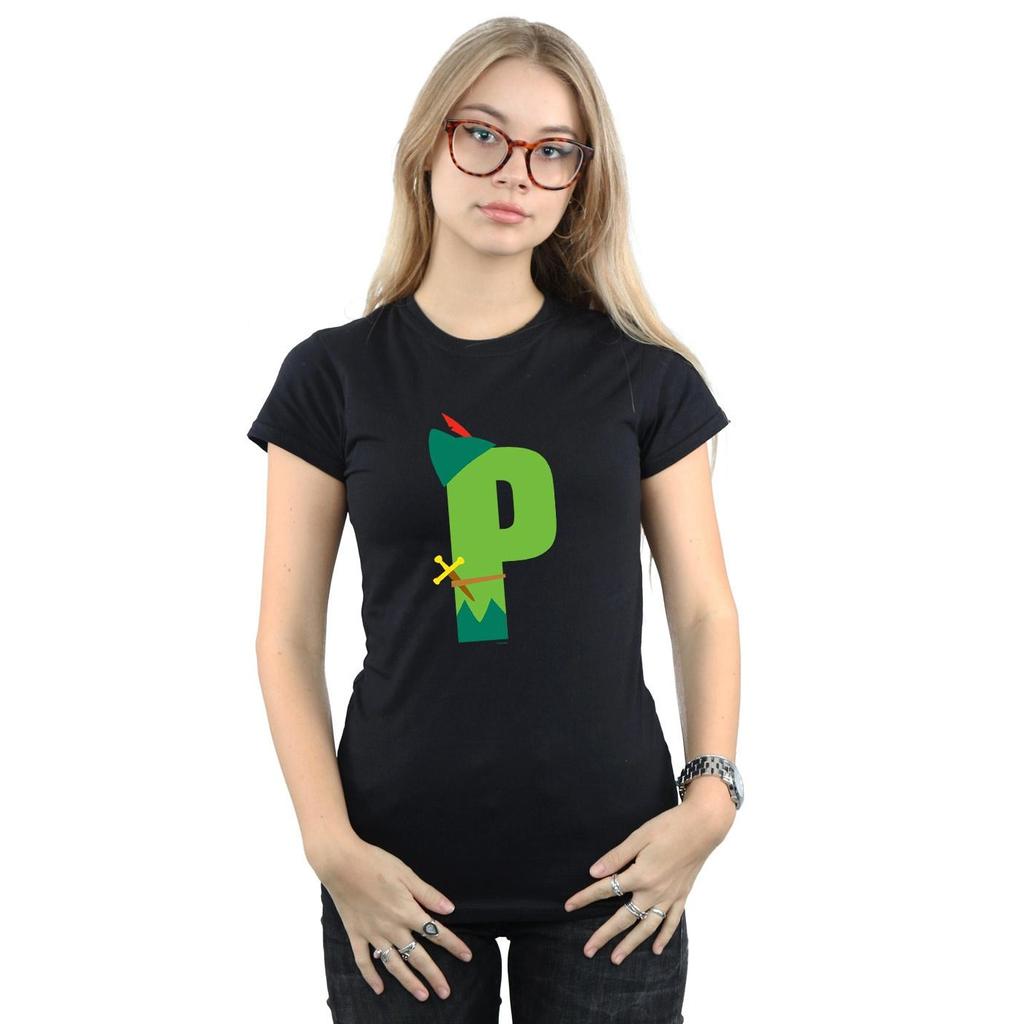 Disney Womens/Ladies Alphabet P Is For Peter Pan Cotton T-Shirt
